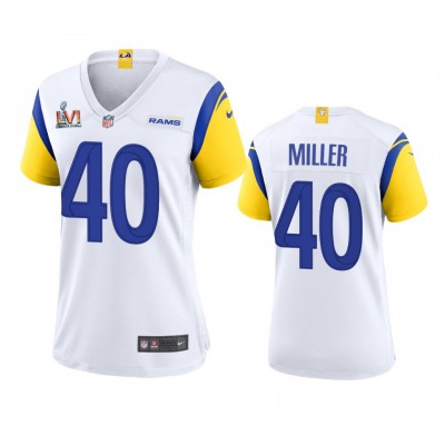 Los Angeles Rams #40 Von Miller Women's Super Bowl LVI Patch Nike Alternate Game NFL Jersey - White